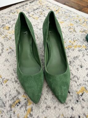 Marc Fisher Deep Green Suede Pointed-Toe Pumps